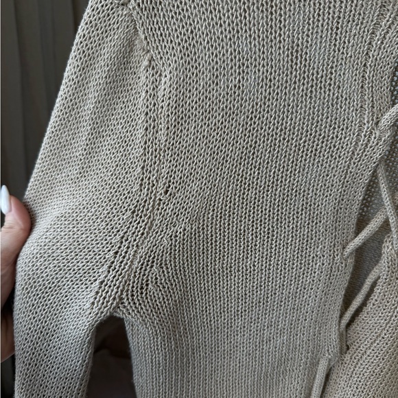 Lace-Up Knit Top, Tan/Sand, Zara, M - Picture 4 of 9